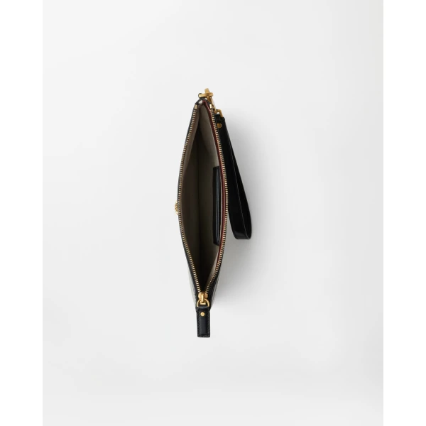 Versace Rivière Canvas Pouch in Black and Beige, 19.5 cm, view 3 | Clutch Bags