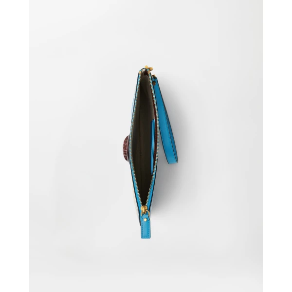 Versace Rivière Canvas Pouch in Light Blue, view 3 | Wallets & Purses