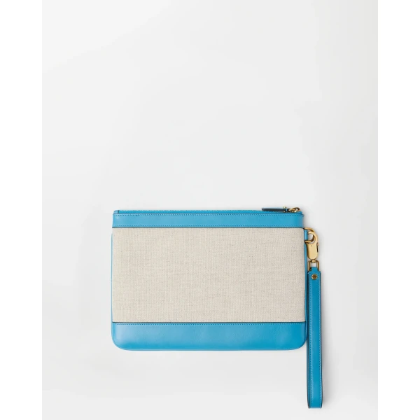 Versace Rivière Canvas Pouch in Light Blue, view 4 | Wallets & Purses
