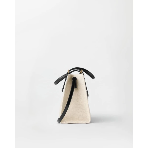 Versace Rivière Canvas Tote in Black and Beige, Ref. 1A17864, view 3 | Totes & Top-Handle Bags