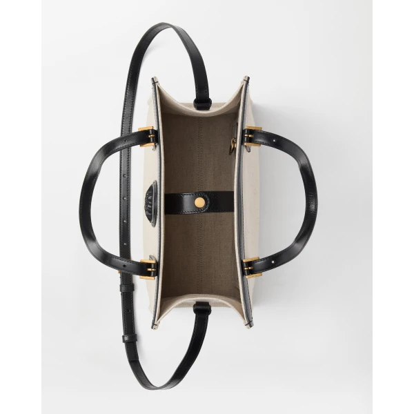 Versace Rivière Canvas Tote in Black and Beige, Ref. 1A17864, view 5 | Totes & Top-Handle Bags