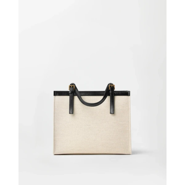 Versace Rivière Canvas Tote in Black and Beige, Ref. 1A17864, view 6 | Totes & Top-Handle Bags