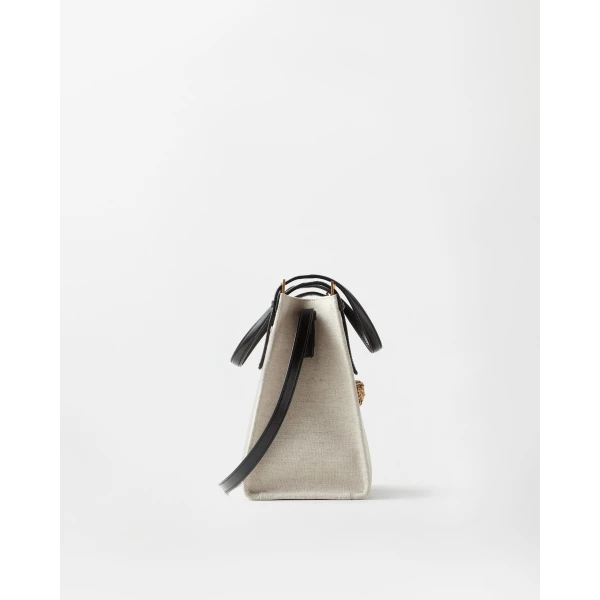 Versace Rivière Canvas Tote in Black and Beige, Ref. 1A19218, view 3 | Totes & Top-Handle Bags