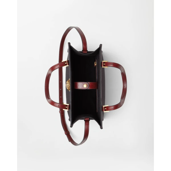 Versace Rivière Canvas Tote in Black and Brown, view 5 | Totes & Top-Handle Bags