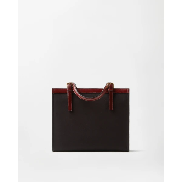 Versace Rivière Canvas Tote in Black and Brown, view 6 | Totes & Top-Handle Bags