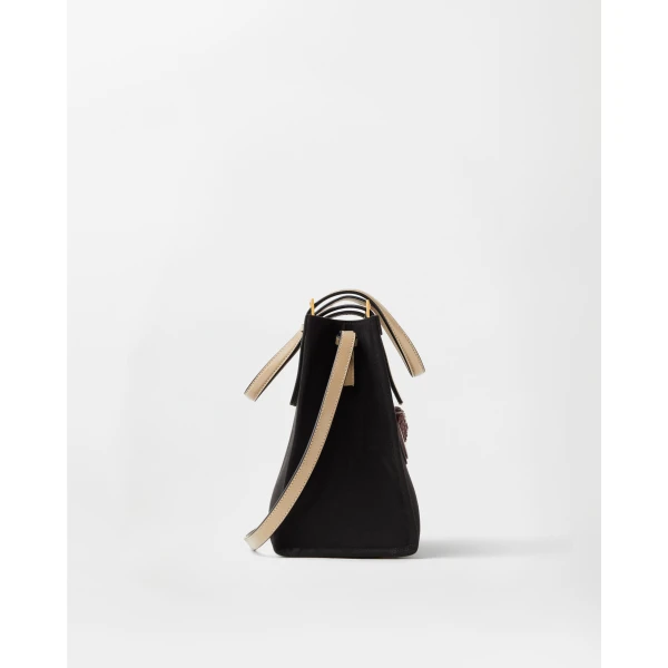 Versace Rivière Canvas Tote in Black, view 3 | Totes & Top-Handle Bags