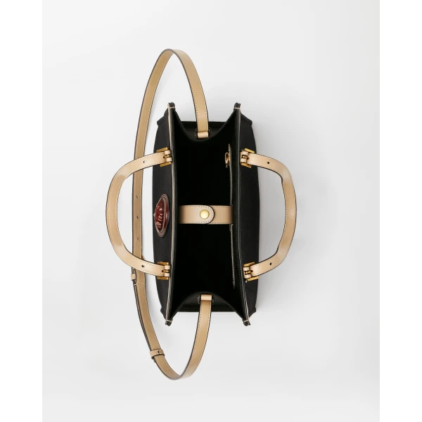 Versace Rivière Canvas Tote in Black, view 5 | Totes & Top-Handle Bags