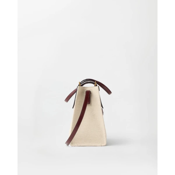 Versace Rivière Canvas Tote in Brown and Beige, view 2 | Totes & Top-Handle Bags