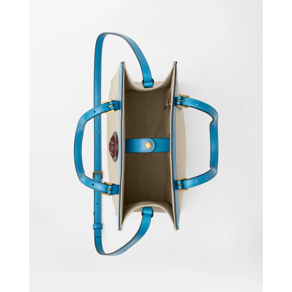Versace Rivière Canvas Tote in Light Blue, view 4 | Totes & Top-Handle Bags