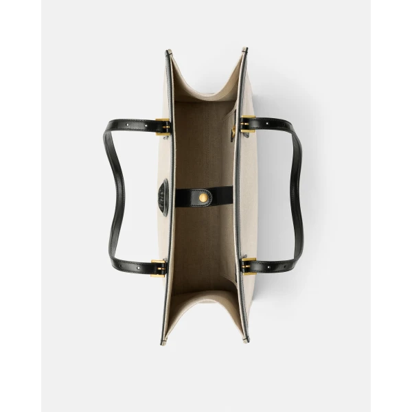 Versace Rivière Large Canvas Tote in Black and Beige, Ref. 1A17864, view 4 | Totes & Top-Handle Bags