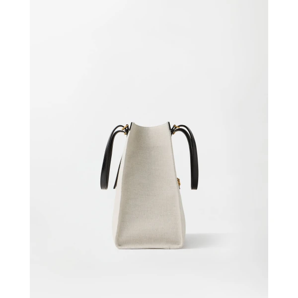 Versace Rivière Large Canvas Tote in Black and Beige, Ref. 1A19218, view 2 | Totes & Top-Handle Bags