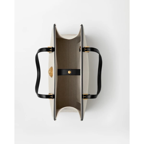 Versace Rivière Large Canvas Tote in Black and Beige, Ref. 1A19218, view 4 | Totes & Top-Handle Bags