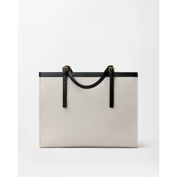 Versace Rivière Large Canvas Tote in Black and Beige, Ref. 1A19218, view 5 | Totes & Top-Handle Bags