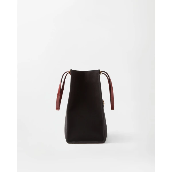 Versace Rivière Large Canvas Tote in Black and Brown, view 3 | Totes & Top-Handle Bags