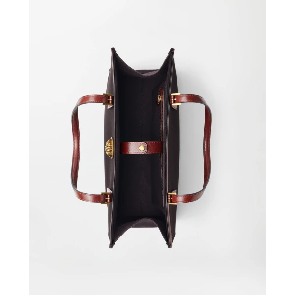 Versace Rivière Large Canvas Tote in Black and Brown, view 5 | Totes & Top-Handle Bags