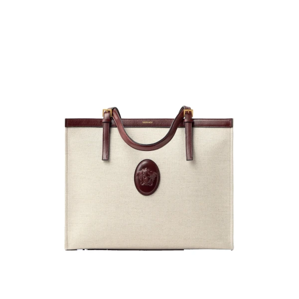 Rivière Large Canvas Tote in Brown and Beige