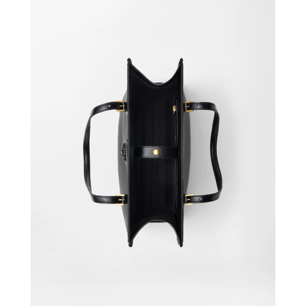 Versace Rivière Large Leather Tote in Black, view 4 | Totes & Top-Handle Bags