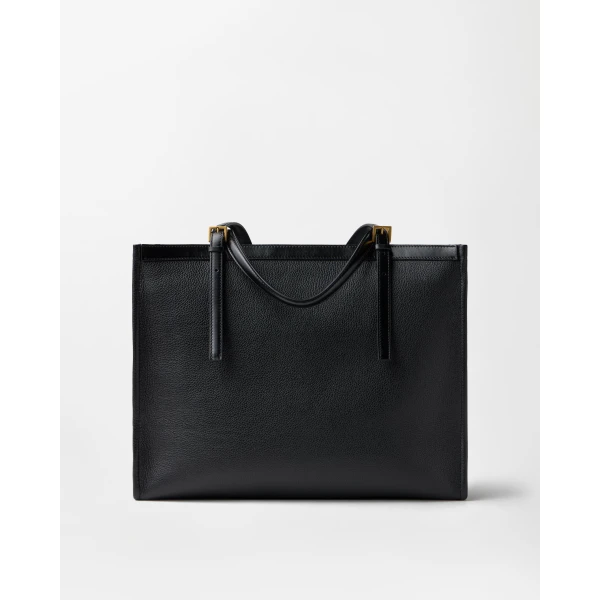 Versace Rivière Large Leather Tote in Black, view 5 | Totes & Top-Handle Bags