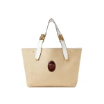 Versace Rivière Large Raffia Tote in Beige | Totes & Top-Handle Bags | Coveti