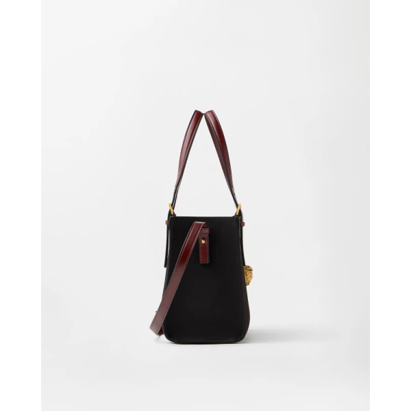 Versace Rivière Mini Canvas Tote in Black and Brown, view 2 | Mini Bags