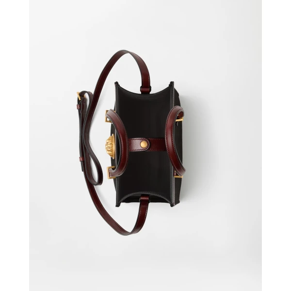 Versace Rivière Mini Canvas Tote in Black and Brown, view 4 | Mini Bags