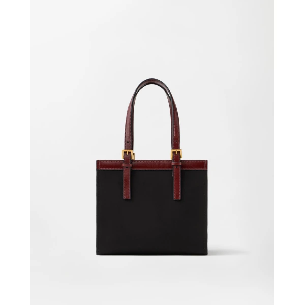 Versace Rivière Mini Canvas Tote in Black and Brown, view 5 | Mini Bags