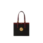 Versace Rivière Mini Canvas Tote in Black and Brown | Mini Bags | Coveti