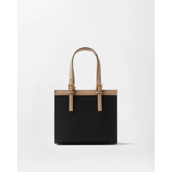 Versace Rivière Mini Canvas Tote in Black, view 6 | Mini Bags