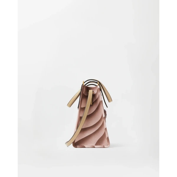 Versace Rivière Printed Canvas Tote in Burgundy and Beige, view 3 | Totes & Top-Handle Bags