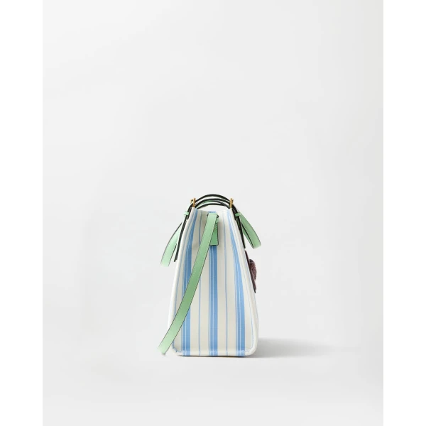 Versace Rivière Printed Canvas Tote in Green and Blue, view 2 | Totes & Top-Handle Bags