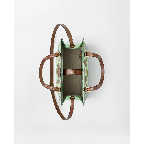 Versace Rivière Printed Canvas Tote in Green, view 5 | Totes & Top-Handle Bags