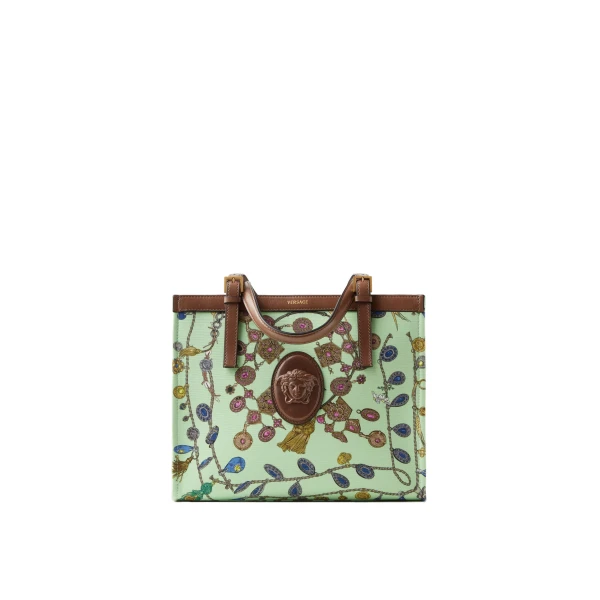 Versace Rivière Printed Canvas Tote in Green | Totes & Top-Handle Bags | Coveti