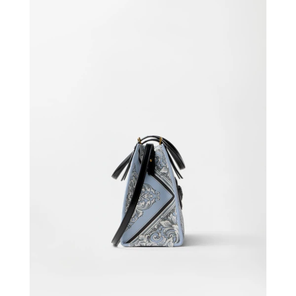 Versace Rivière Printed Canvas Tote in Grey and Black, view 2 | Totes & Top-Handle Bags
