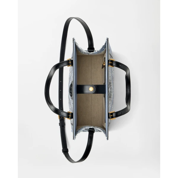 Versace Rivière Printed Canvas Tote in Grey and Black, view 4 | Totes & Top-Handle Bags