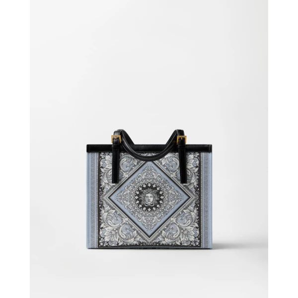 Versace Rivière Printed Canvas Tote in Grey and Black, view 5 | Totes & Top-Handle Bags