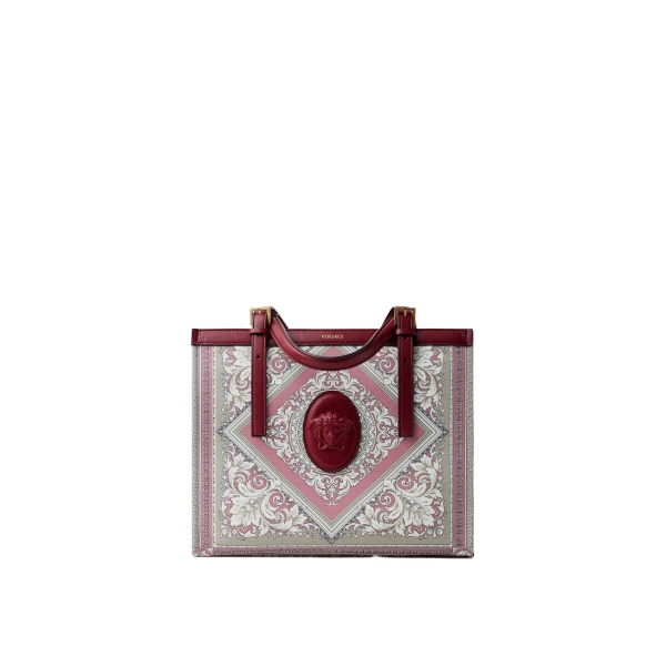 Rivière Printed Canvas Tote in Grey and Pink
