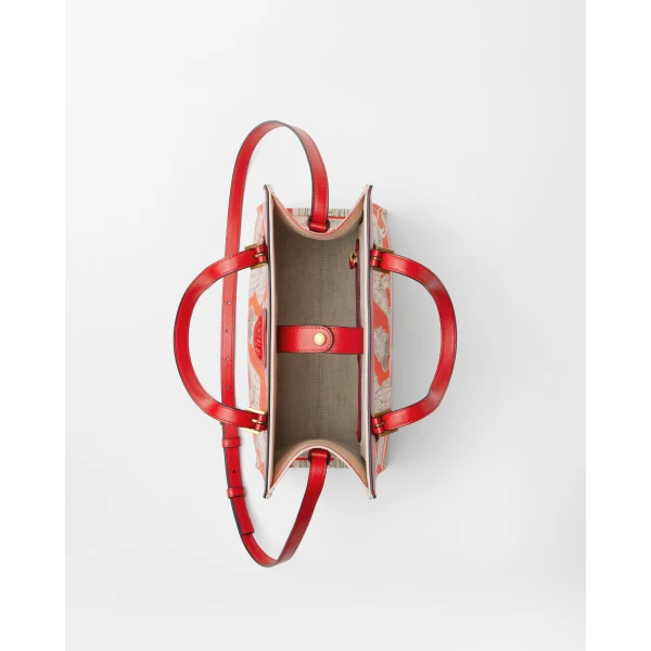 Versace Rivière Printed Canvas Tote in Red and Multicolour, view 5 | Totes & Top-Handle Bags