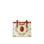 Versace Rivière Printed Canvas Tote in White and Gold | Totes & Top-Handle Bags | Coveti