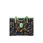 Versace Rivière Printed Large Canvas Tote in Black and Green | Totes & Top-Handle Bags | Coveti