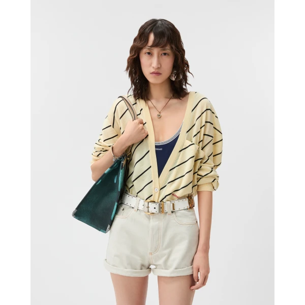 Versace Rivière Printed Large Canvas Tote in Print, view 2 | Totes & Top-Handle Bags