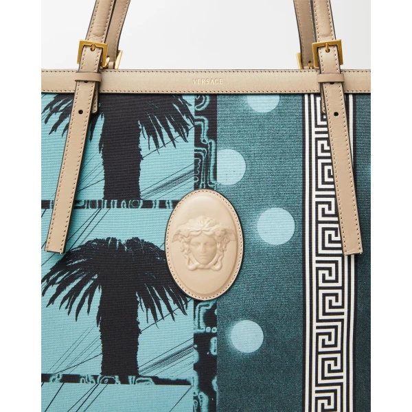 Versace Rivière Printed Large Canvas Tote in Print, view 4 | Totes & Top-Handle Bags