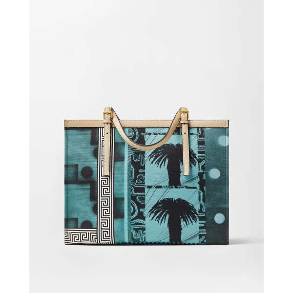 Versace Rivière Printed Large Canvas Tote in Print, view 6 | Totes & Top-Handle Bags
