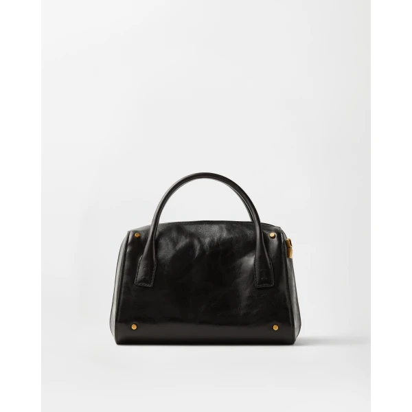 Versace Roomy Leather Boston Bag in Black and Brown, view 5 | Totes & Top-Handle Bags