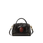 Versace Roomy Leather Boston Bag in Black and Brown | Totes & Top-Handle Bags | Coveti