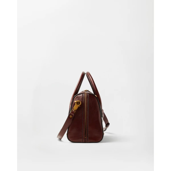 Versace Roomy Leather Boston Bag in Brown, view 2 | Totes & Top-Handle Bags