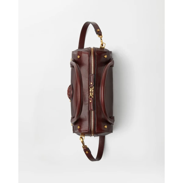 Versace Roomy Leather Boston Bag in Brown, view 4 | Totes & Top-Handle Bags