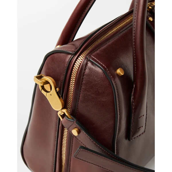Versace Roomy Leather Boston Bag in Brown, view 6 | Totes & Top-Handle Bags