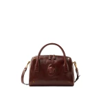 Versace Roomy Leather Boston Bag in Brown | Totes & Top-Handle Bags | Coveti