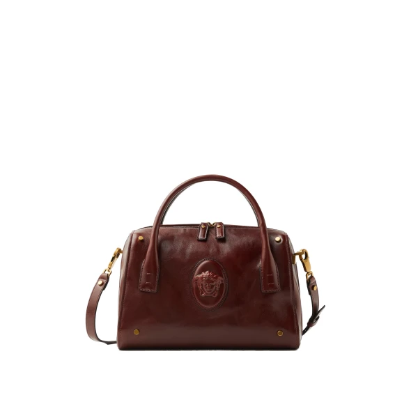 Roomy Leather Boston Bag in Brown
