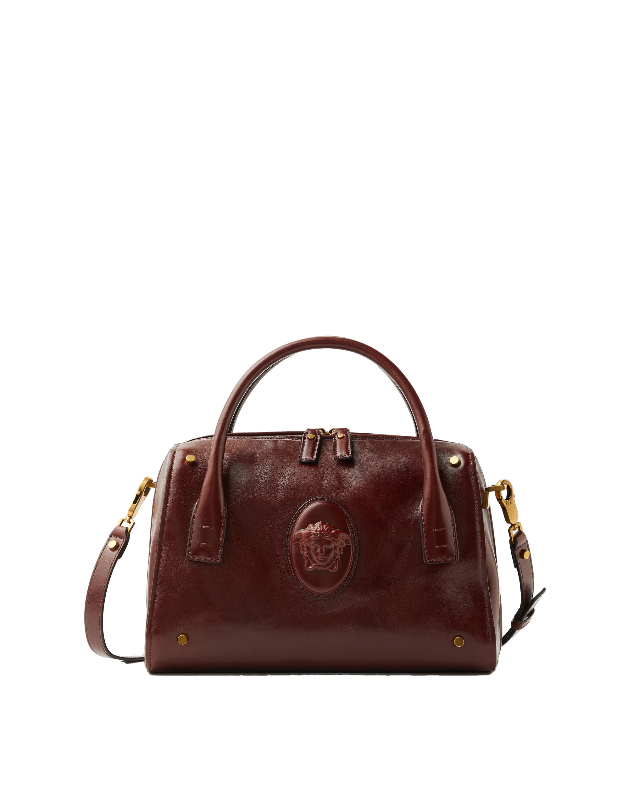 Versace Roomy Leather Boston Bag in Brown Versace Roomy Leather Boston Bag in Brown | Totes & Top-Handle Bags | Coveti